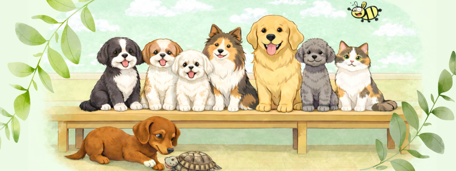 はちペットクリニックの動物イラスト